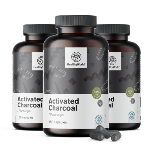 3x Actieve kool 2000 mg, totaal 540 capsules
