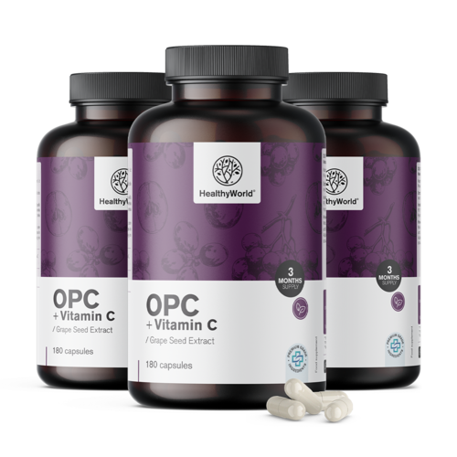 3x OPC – uit druivenpitten + vitamine C, totaal 540 capsules