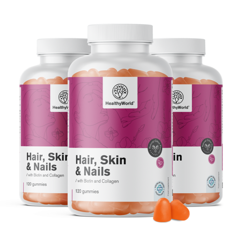 3x Hair, Skin & Nails – Gummies voor haar, huid en nagels, totaal 360 gummies