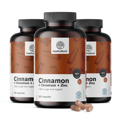 3x Kaneel met chroom en zink, totaal 720 capsules