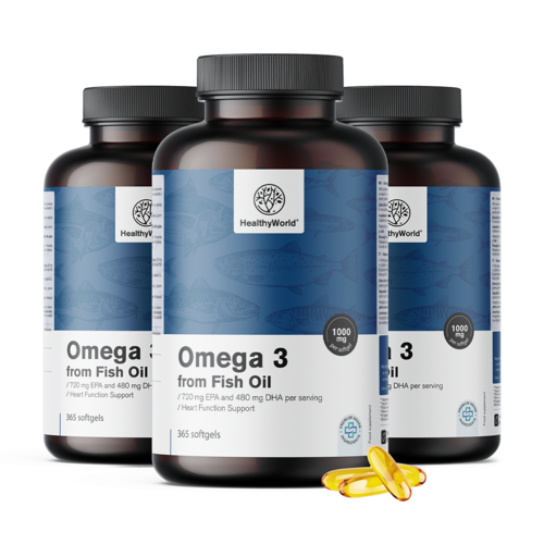 3x Omega-3 1000 mg - uit visolie, totaal 1095 zachte capsules