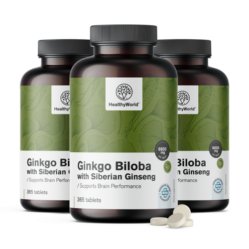 3x Ginkgo biloba met Siberische ginseng 6600 mg, totaal 1095 tabletten