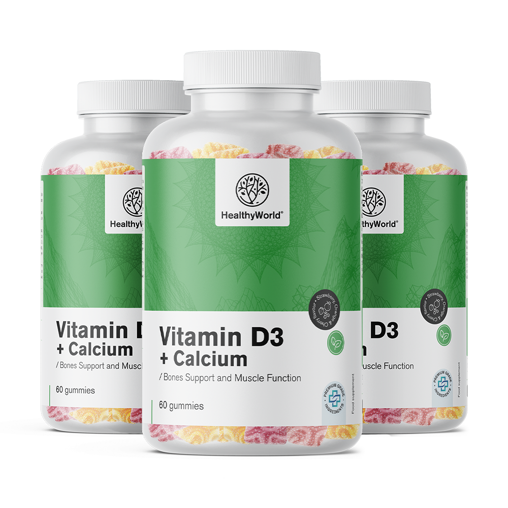 Vitamine D3 + Calcium in gummy bonbons.