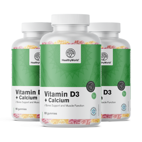 3x Vitamine D3 + Calcium, totaal 180 gummies