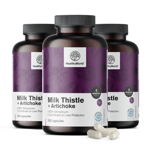 3x Mariadistel + artisjok, totaal 360 capsules