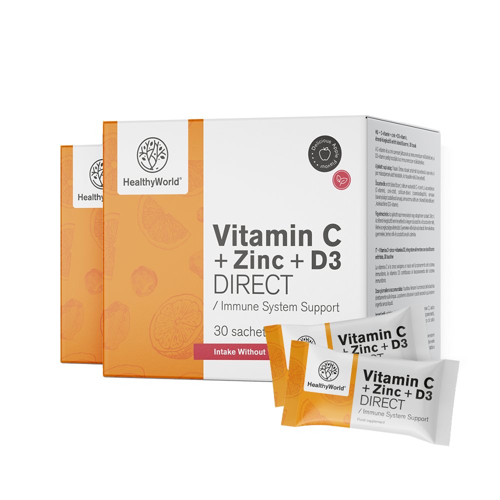 Vitamine C 500 + Zink + D3 DIRECT met appelsmaak