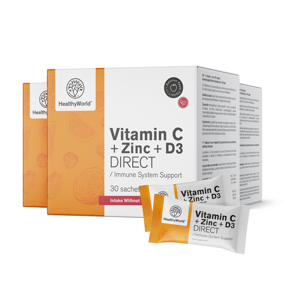Vitamine C 500 + Zink + D3 DIRECT met appelsmaak