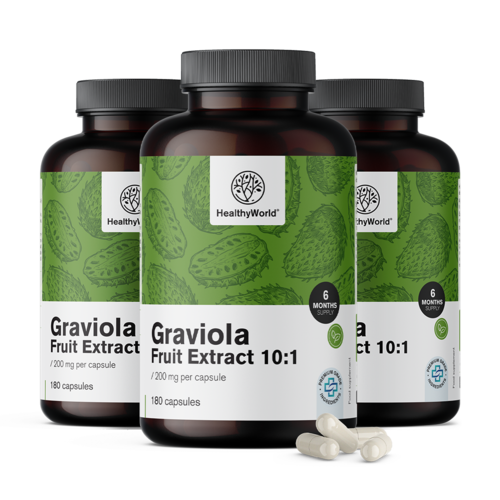 3x Graviola 200 mg - extract 10:1, totaal 540 capsules