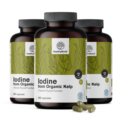 3x Natuurlijk jodium 200 µg – uit BIO kelp algen, totaal 1095 capsules