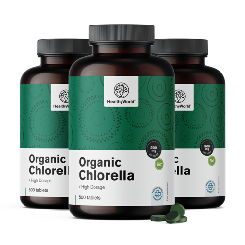 3x BIO Chlorella 500 mg, totaal 1500 tabletten