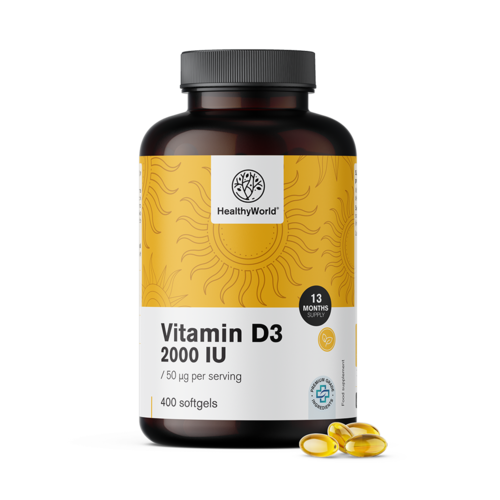 Vitamine D3 2000 IE, 400 zachte capsules