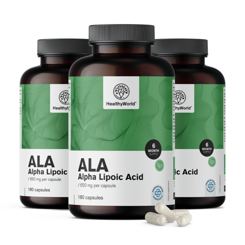 3x ALA – alfa-liponzuur 650 mg, totaal 540 capsules