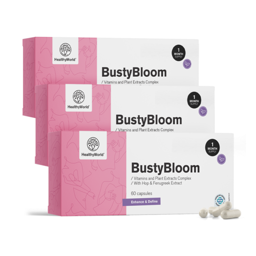 3x BustyBloom – complex van vitamines en plantenextracten, totaal 180 capsules