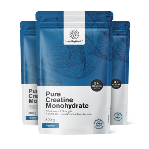 3x Pure creatine monohydraat in poedervorm, totaal 1500 g